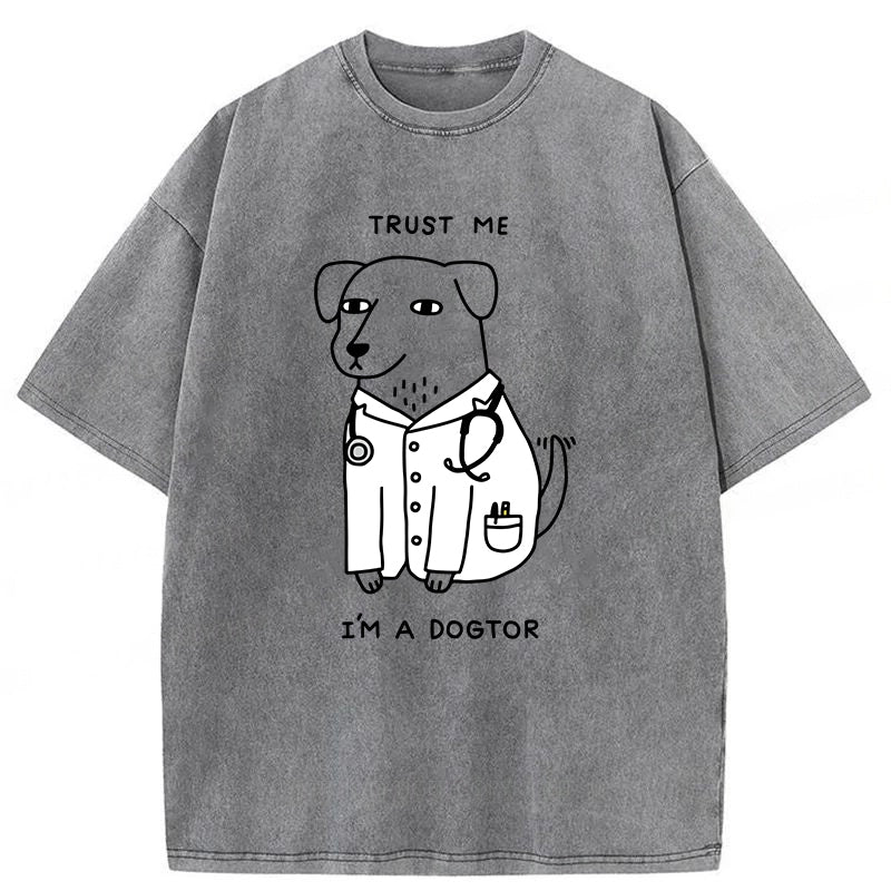 Trust Me I'm A Dogtor Washed Unisex Tee