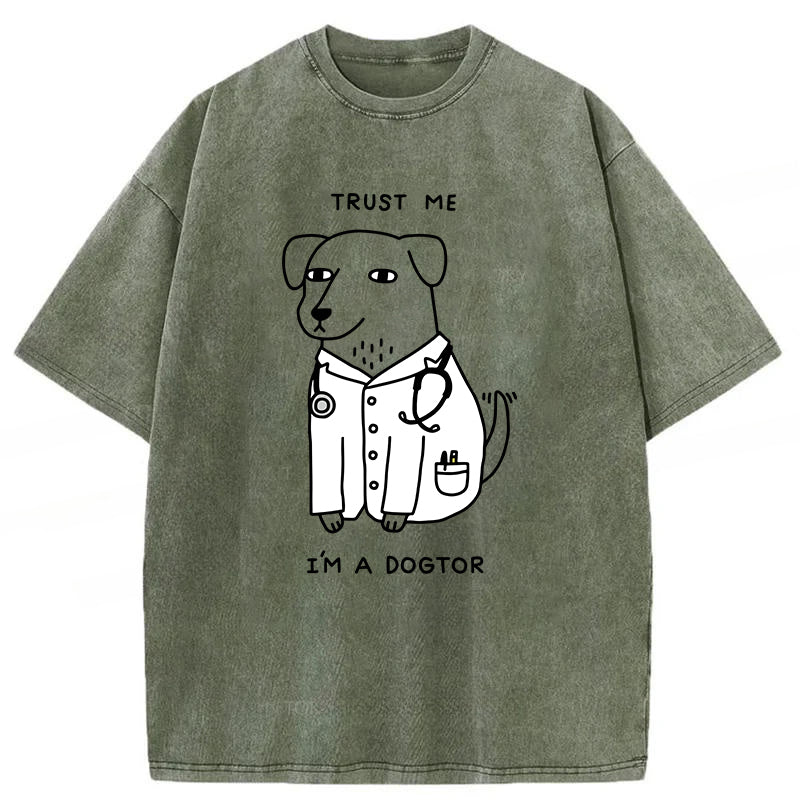 Trust Me I'm A Dogtor Washed Unisex Tee