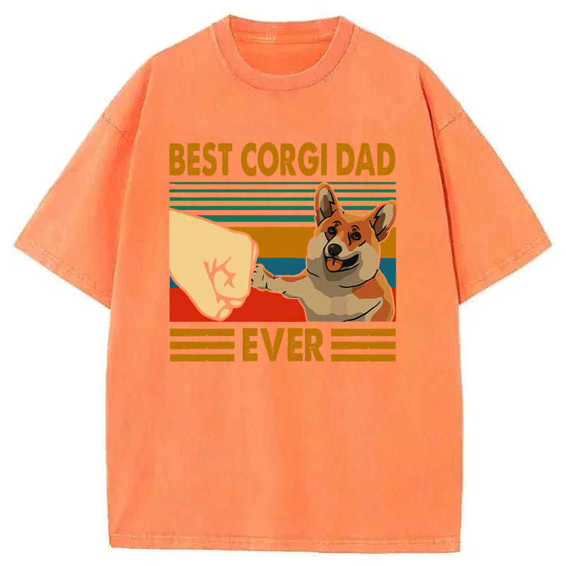 Best Corgi Dad Ever Washed Unisex Tee