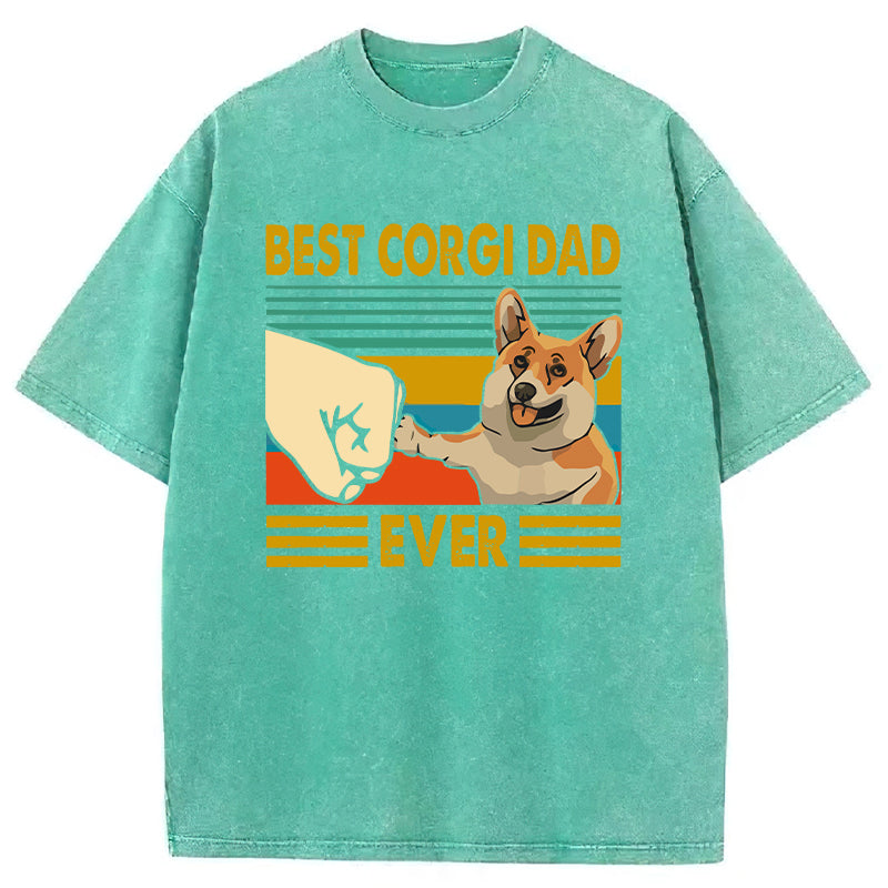 Best Corgi Dad Ever Washed Unisex Tee