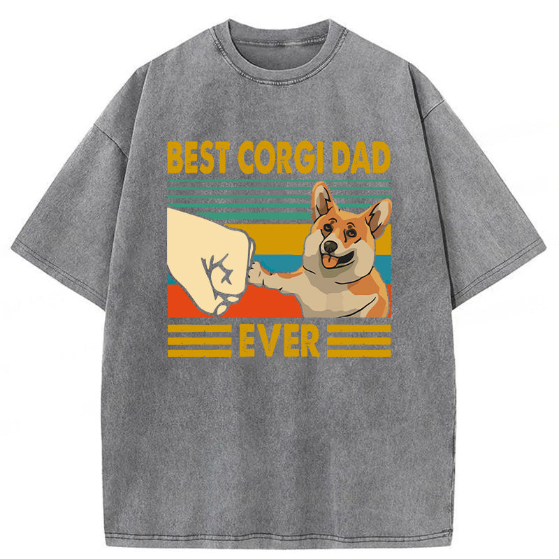 Best Corgi Dad Ever Washed Unisex Tee