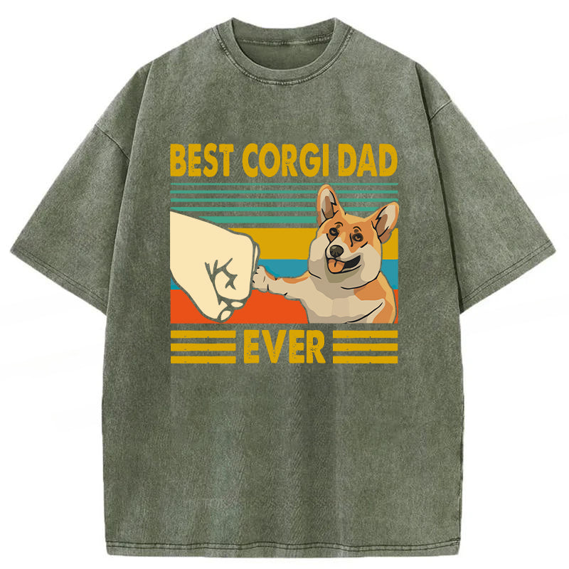 Best Corgi Dad Ever Washed Unisex Tee