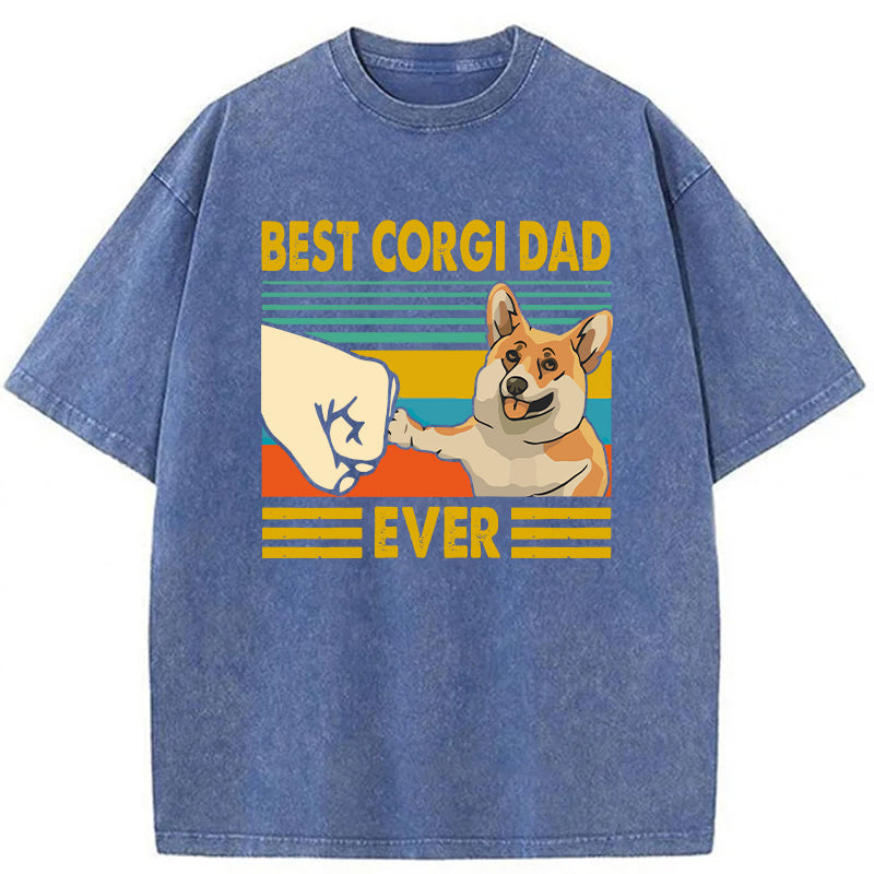 Best Corgi Dad Ever Washed Unisex Tee
