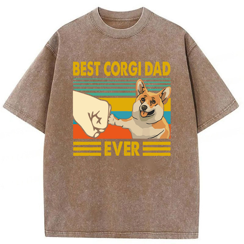 Best Corgi Dad Ever Washed Unisex Tee