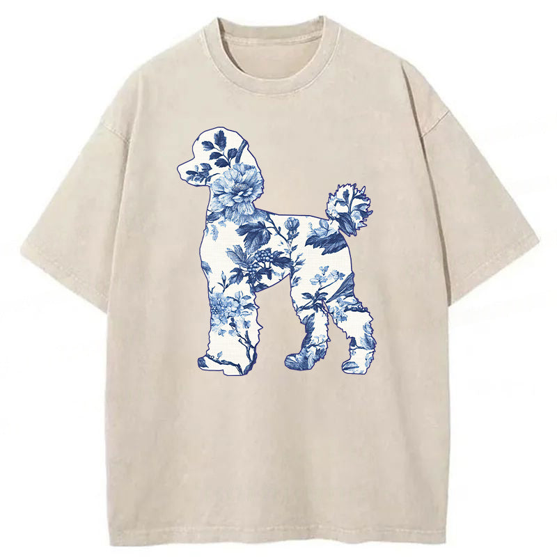 Floral Poodle Washed Unisex Tee
