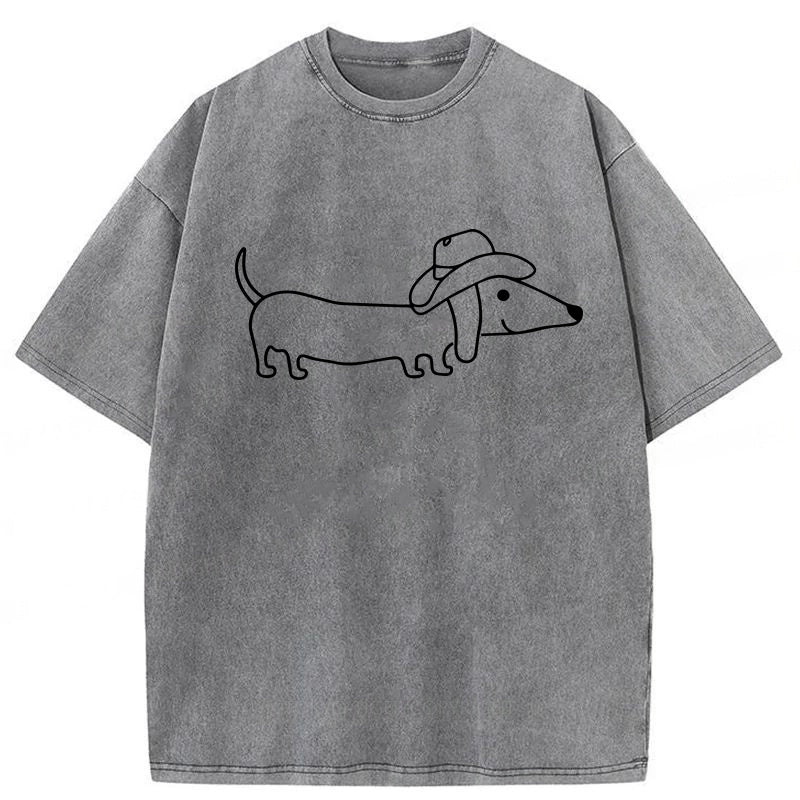 Cowboy Dachshund Washed Unisex Tee