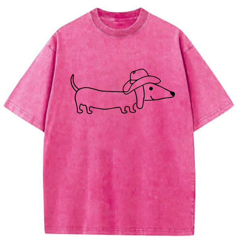 Cowboy Dachshund Washed Unisex Tee