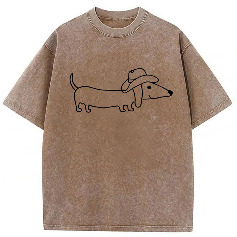 Cowboy Dachshund Washed Unisex Tee