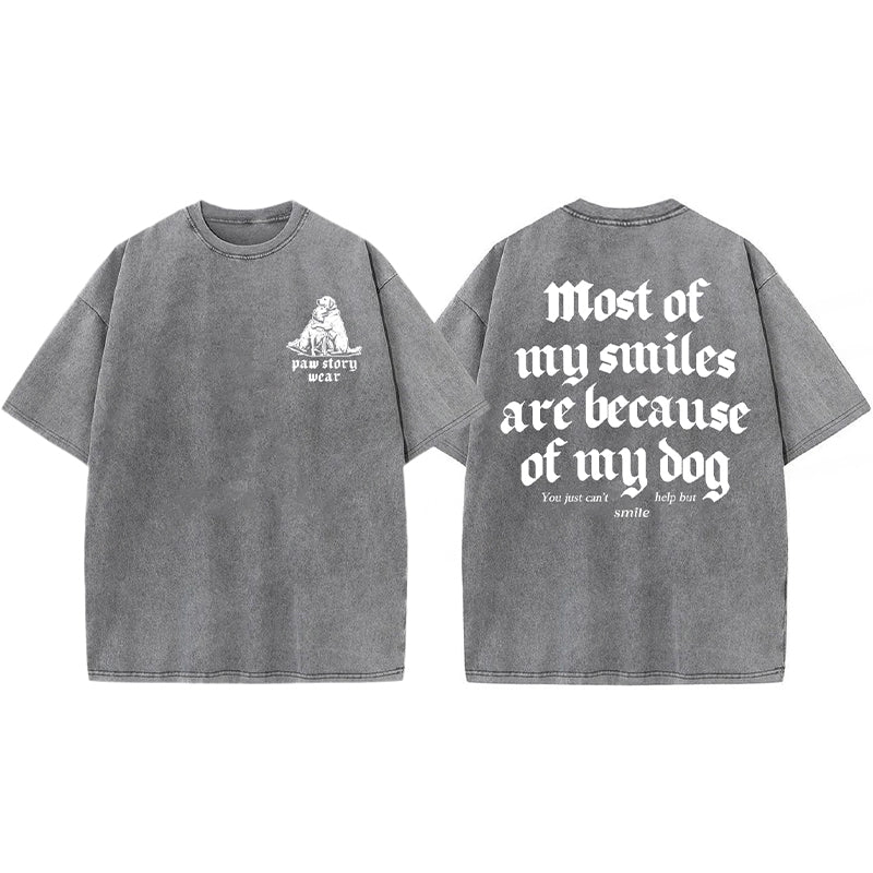 Most Of My Smiles Are Because Of My Dog Washed Unisex Tee
