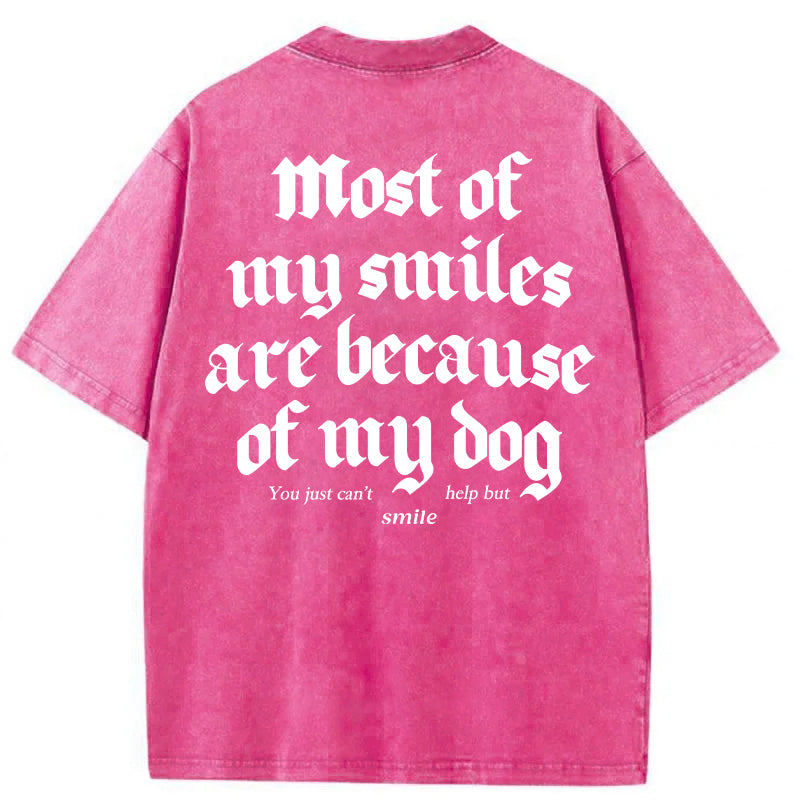 Most Of My Smiles Are Because Of My Dog Washed Unisex Tee