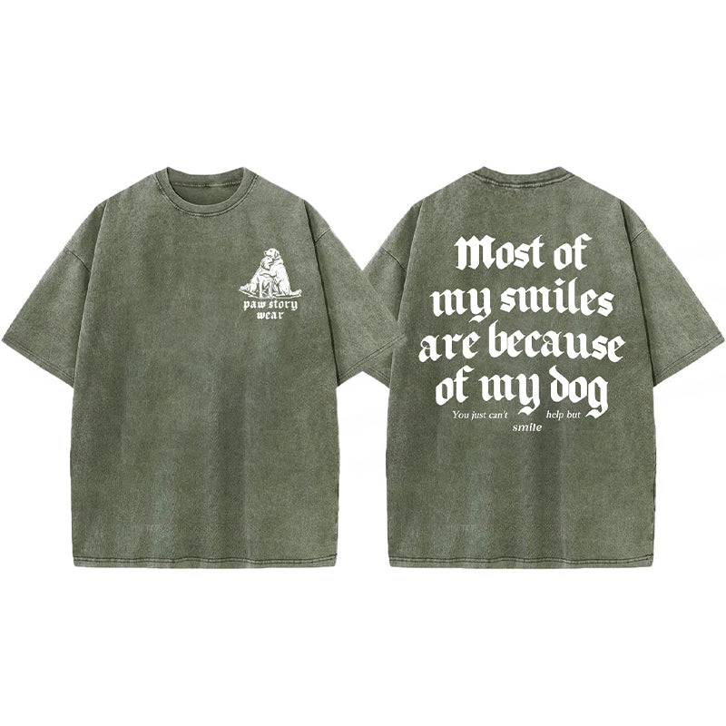 Most Of My Smiles Are Because Of My Dog Washed Unisex Tee
