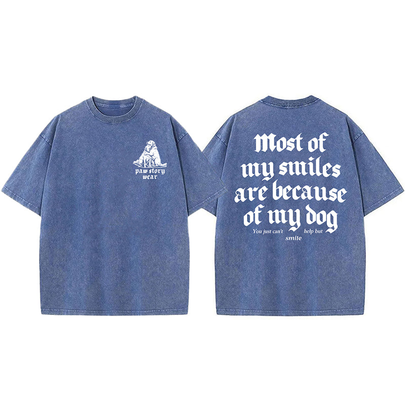 Most Of My Smiles Are Because Of My Dog Washed Unisex Tee
