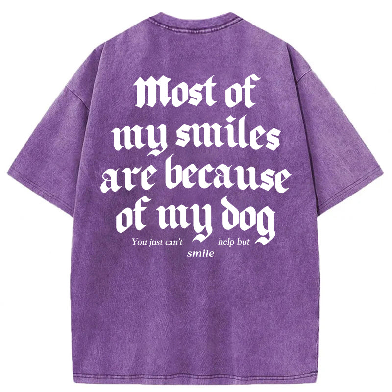 Most Of My Smiles Are Because Of My Dog Washed Unisex Tee