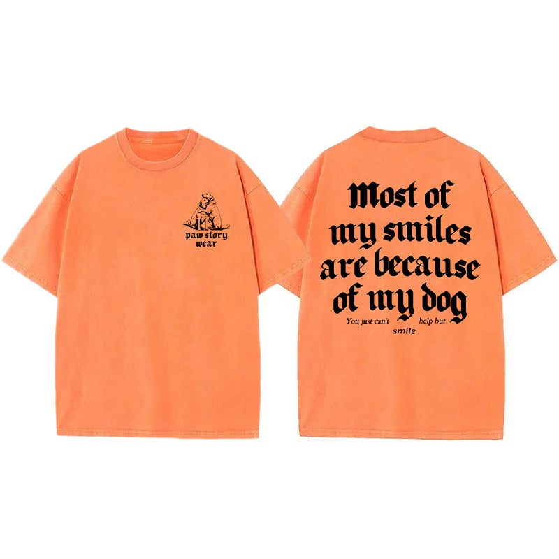 Most Of My Smiles Are Because Of My Dog Washed Unisex Tee