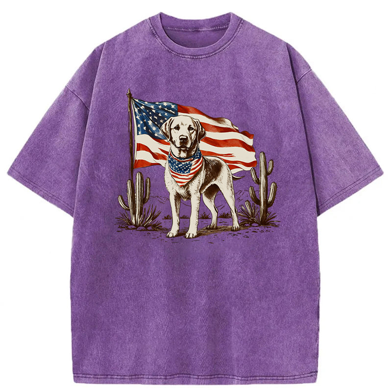 Labrador 4th Of July Washed Unisex Tee