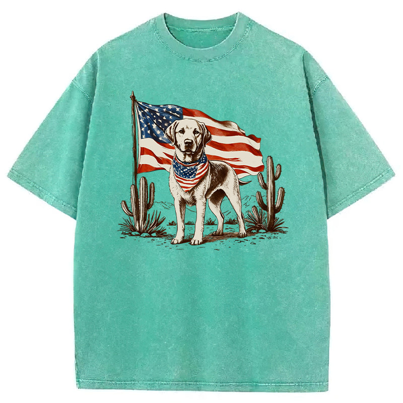 Labrador 4th Of July Washed Unisex Tee