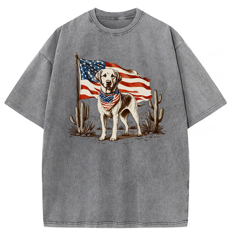 Labrador 4th Of July Washed Unisex Tee