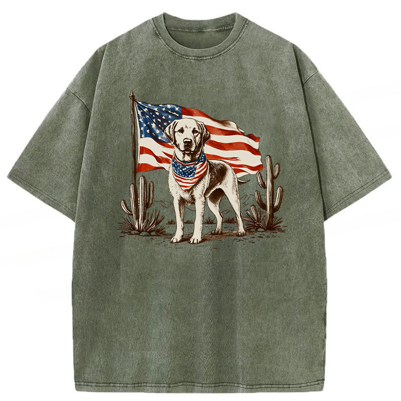 Labrador 4th Of July Washed Unisex Tee