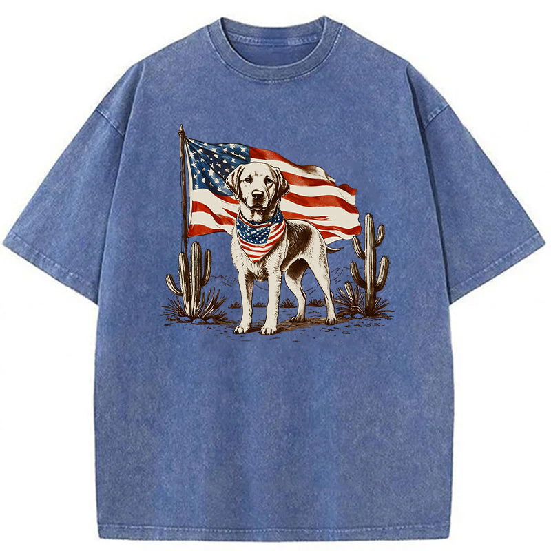 Labrador 4th Of July Washed Unisex Tee
