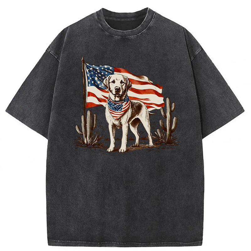 Labrador 4th Of July Washed Unisex Tee