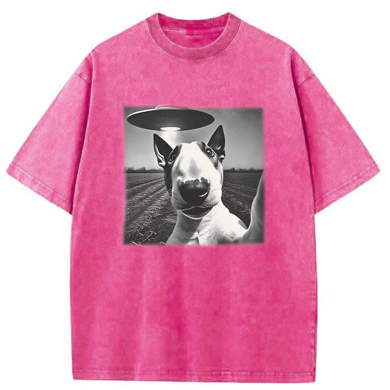 English Bull Terrier UFO Washed Unisex Tee
