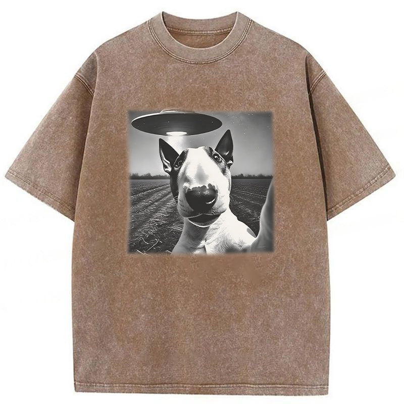 English Bull Terrier UFO Washed Unisex Tee