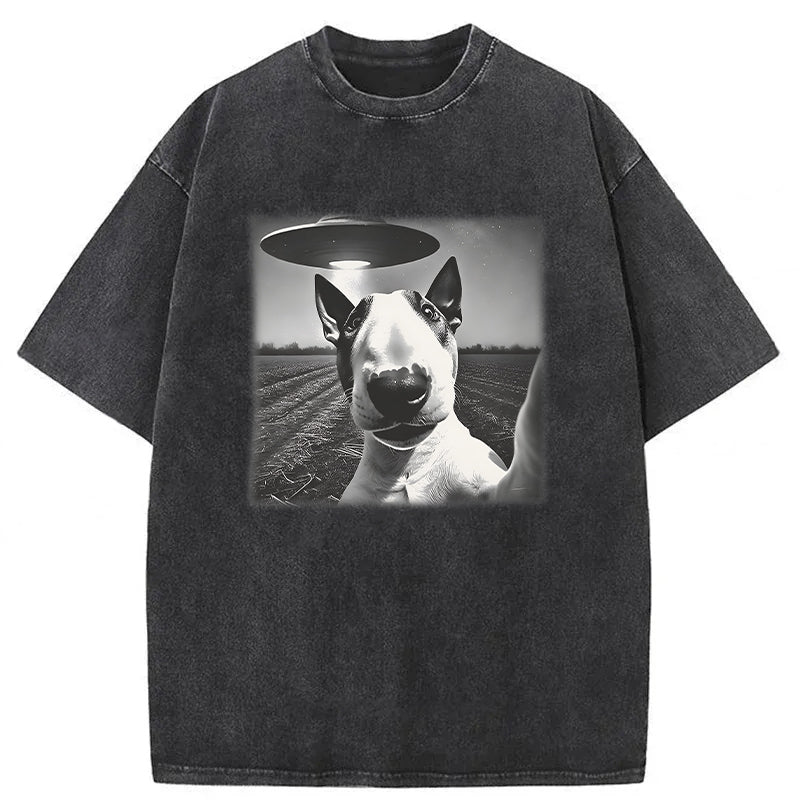 English Bull Terrier UFO Washed Unisex Tee