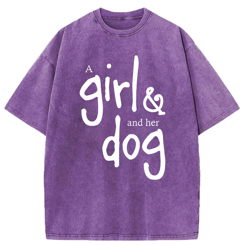 A Girl And Her Dog Washed Unisex Tee