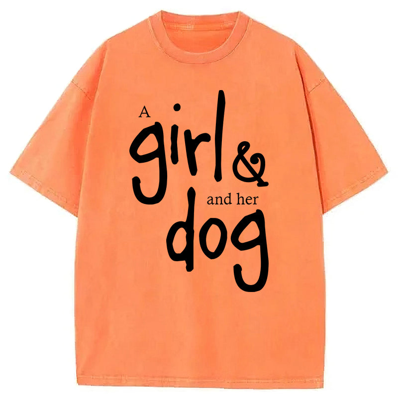 A Girl And Her Dog Washed Unisex Tee