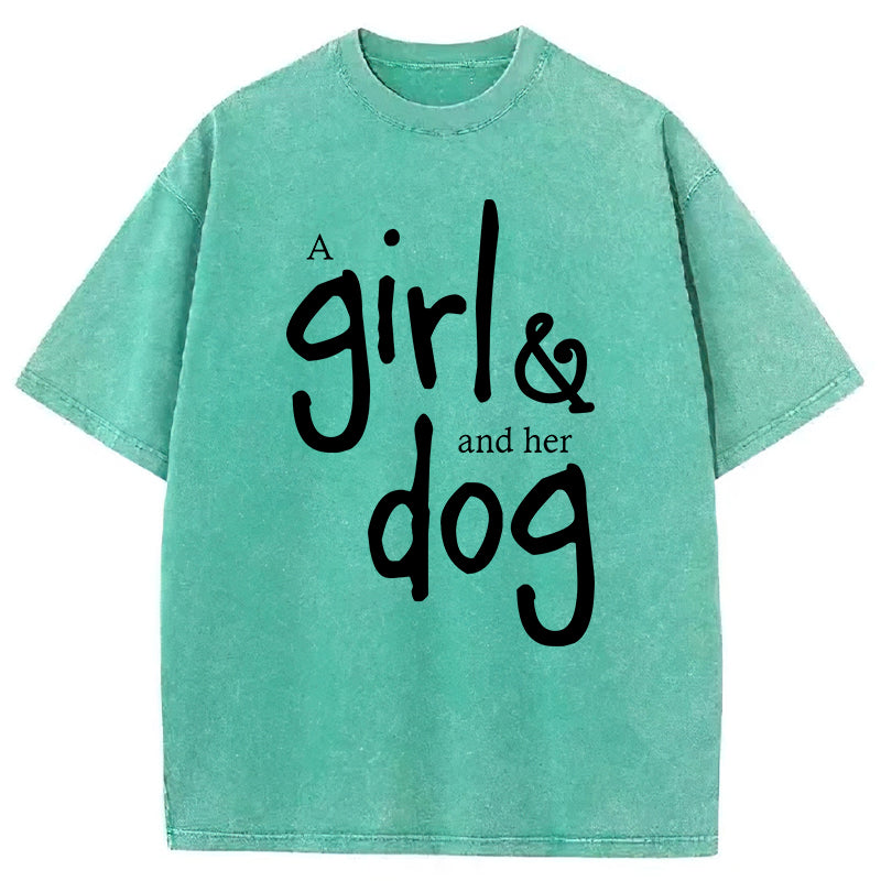 A Girl And Her Dog Washed Unisex Tee