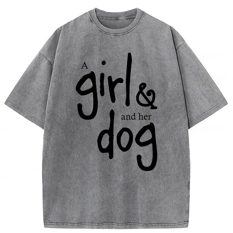 A Girl And Her Dog Washed Unisex Tee