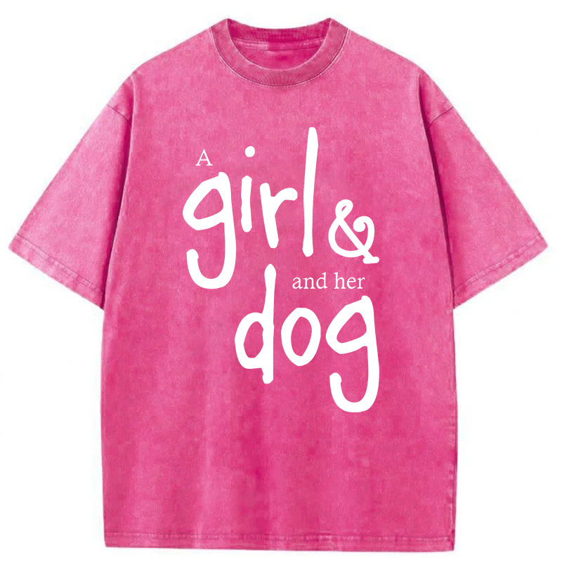 A Girl And Her Dog Washed Unisex Tee