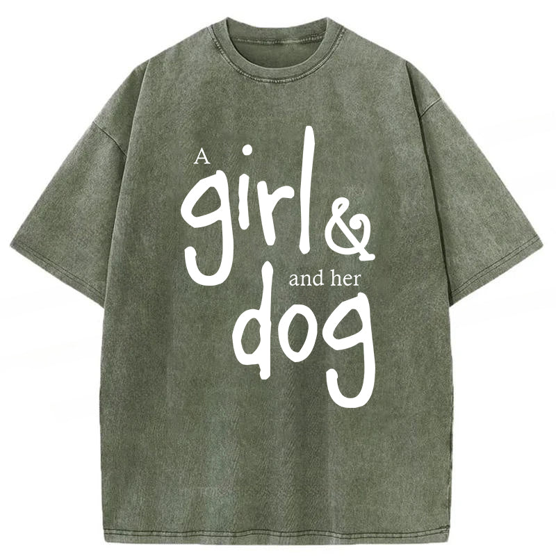 A Girl And Her Dog Washed Unisex Tee