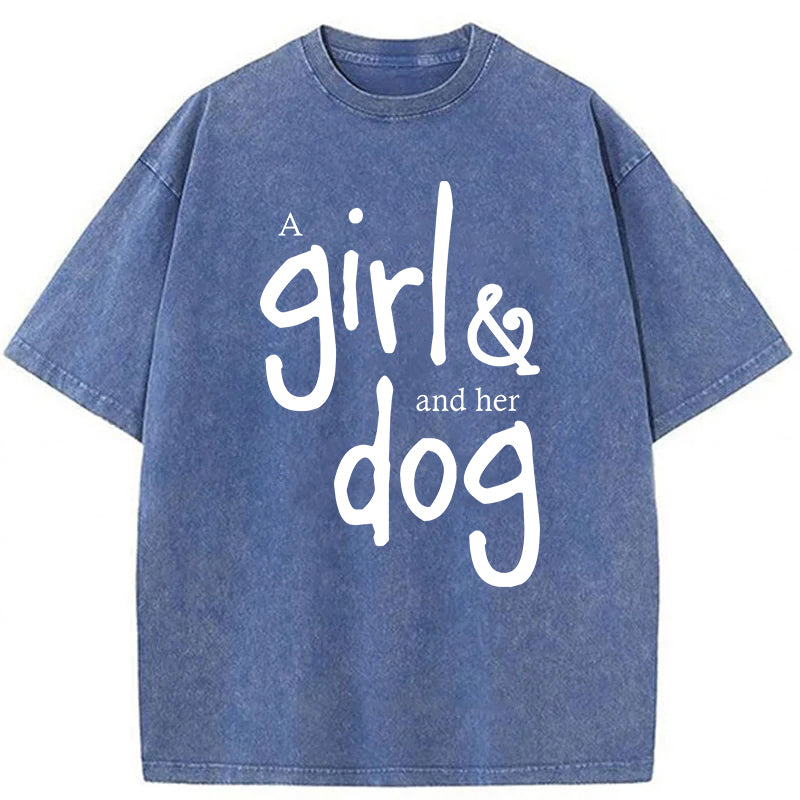 A Girl And Her Dog Washed Unisex Tee
