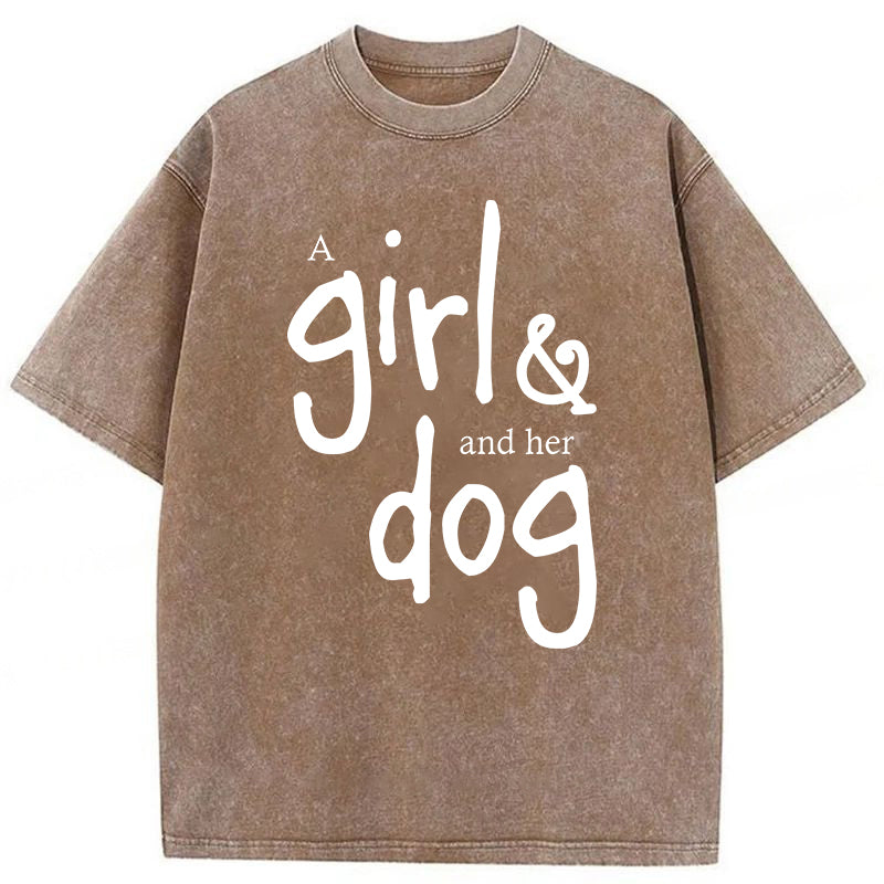 A Girl And Her Dog Washed Unisex Tee