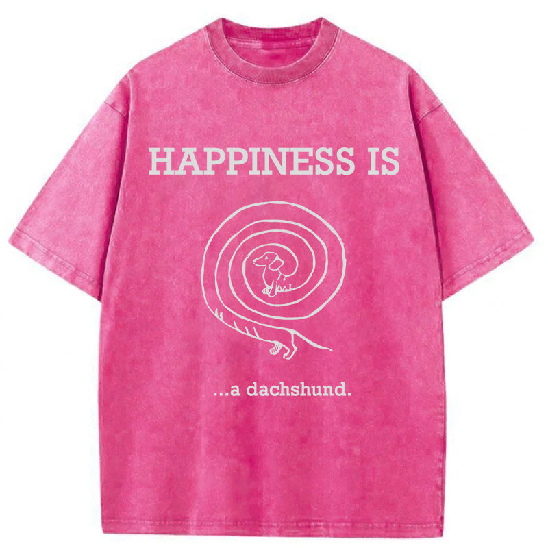 HAPPINESS IS...a dachshund Washed Unisex Tee