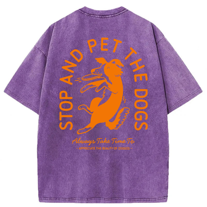 Hold On Stop And Pet The Dog Washed Unisex Tee