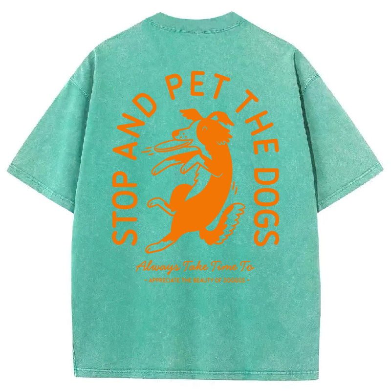 Hold On Stop And Pet The Dog Washed Unisex Tee