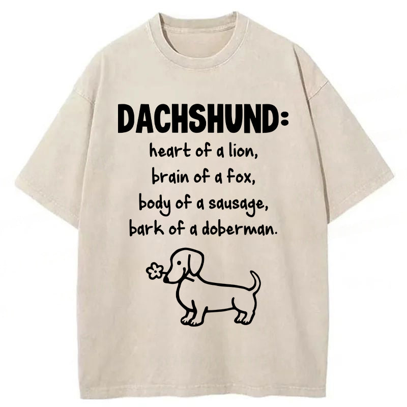 DACHSHUND Heart Of A Lion Washed Unisex Tee