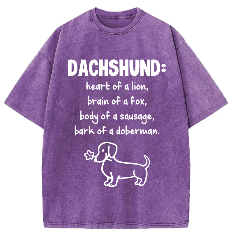 DACHSHUND Heart Of A Lion Washed Unisex Tee