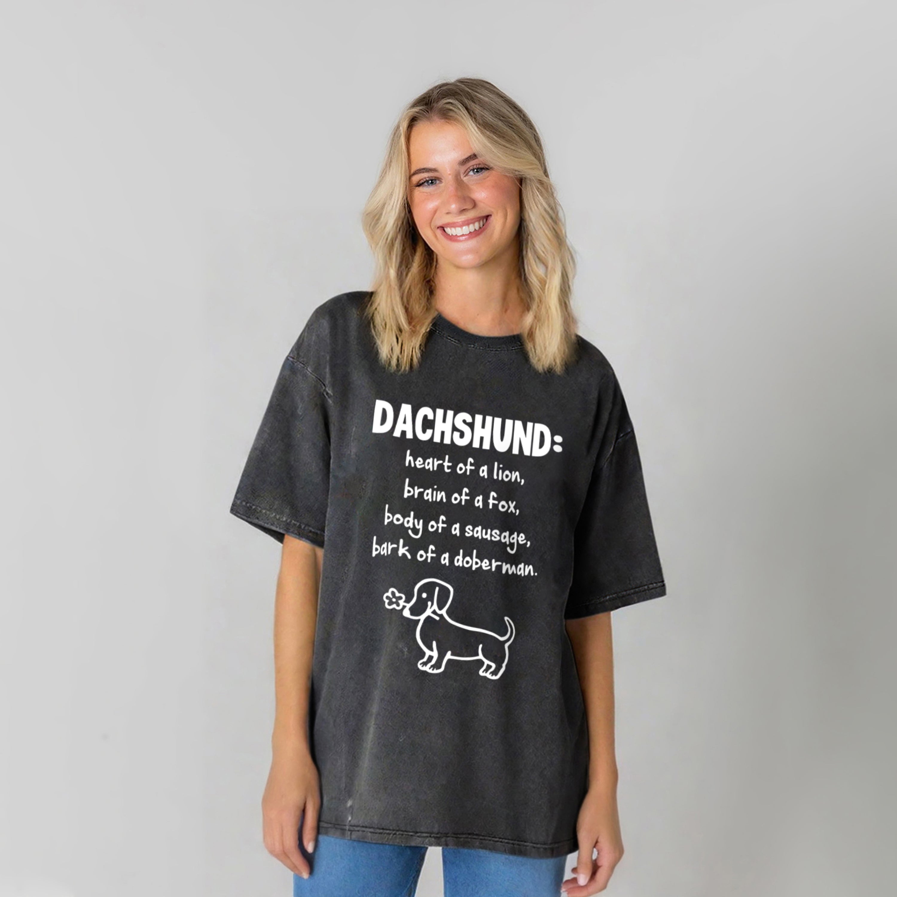 DACHSHUND Heart Of A Lion Washed Unisex Tee