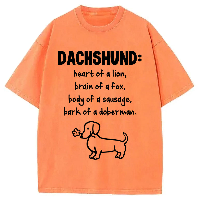 DACHSHUND Heart Of A Lion Washed Unisex Tee