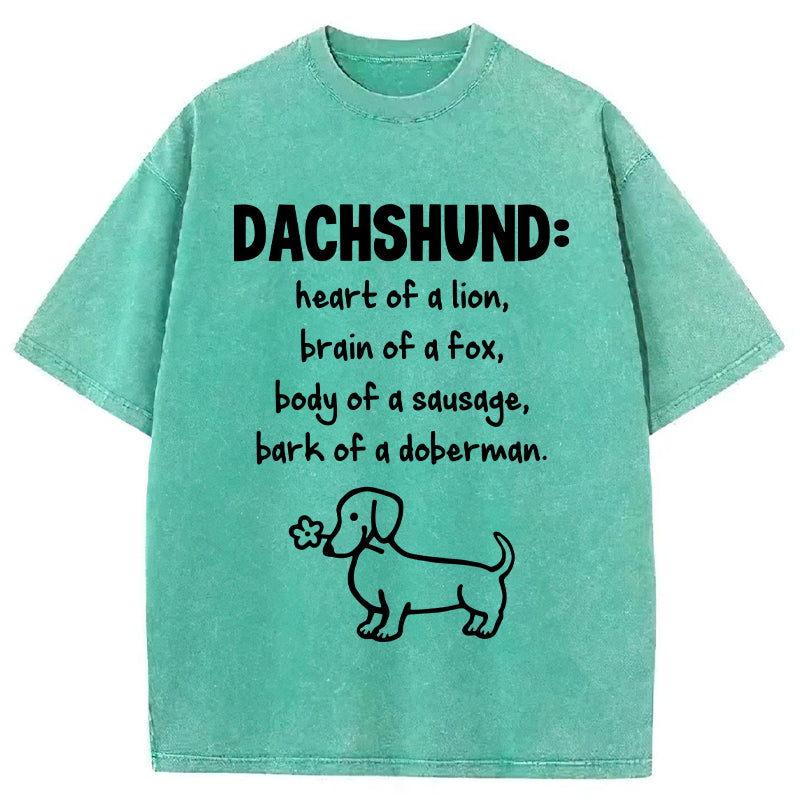 DACHSHUND Heart Of A Lion Washed Unisex Tee