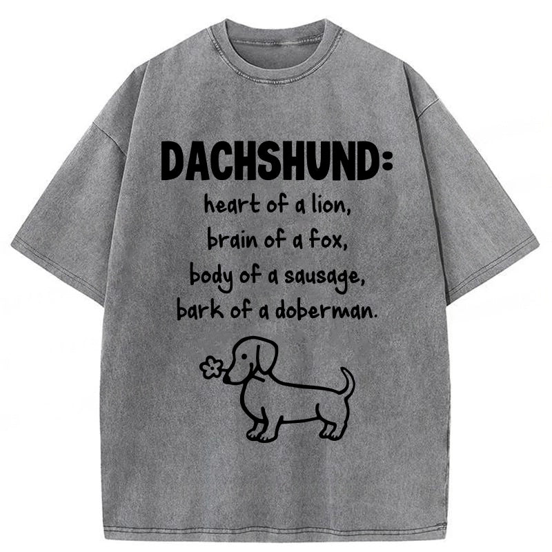 DACHSHUND Heart Of A Lion Washed Unisex Tee