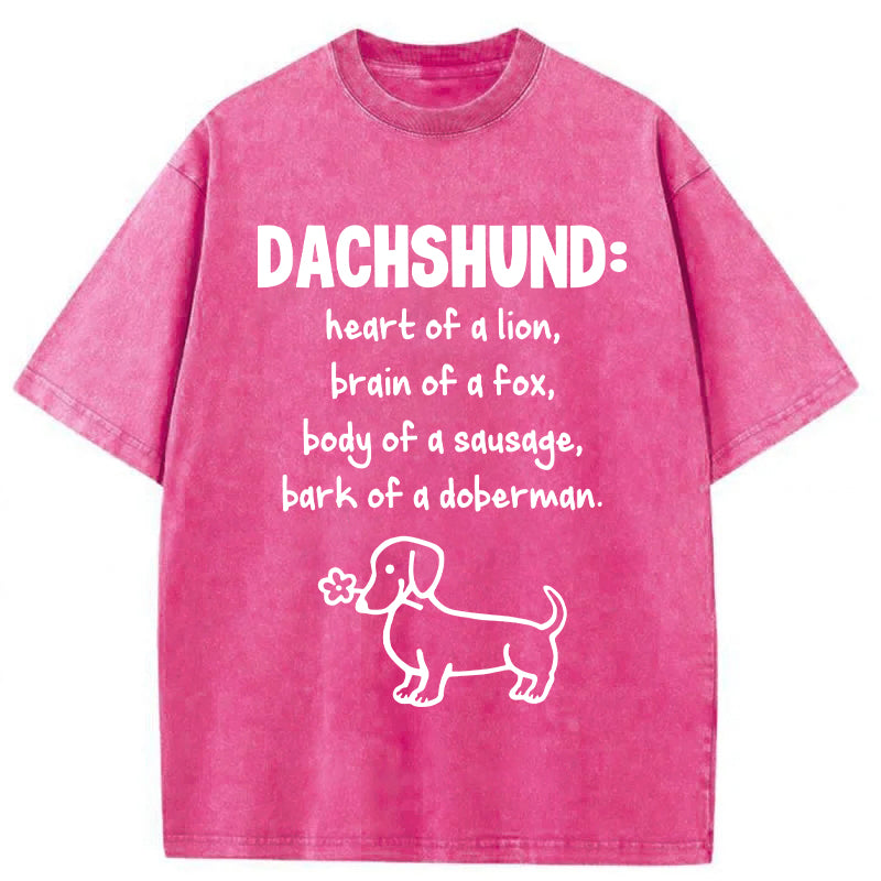 DACHSHUND Heart Of A Lion Washed Unisex Tee