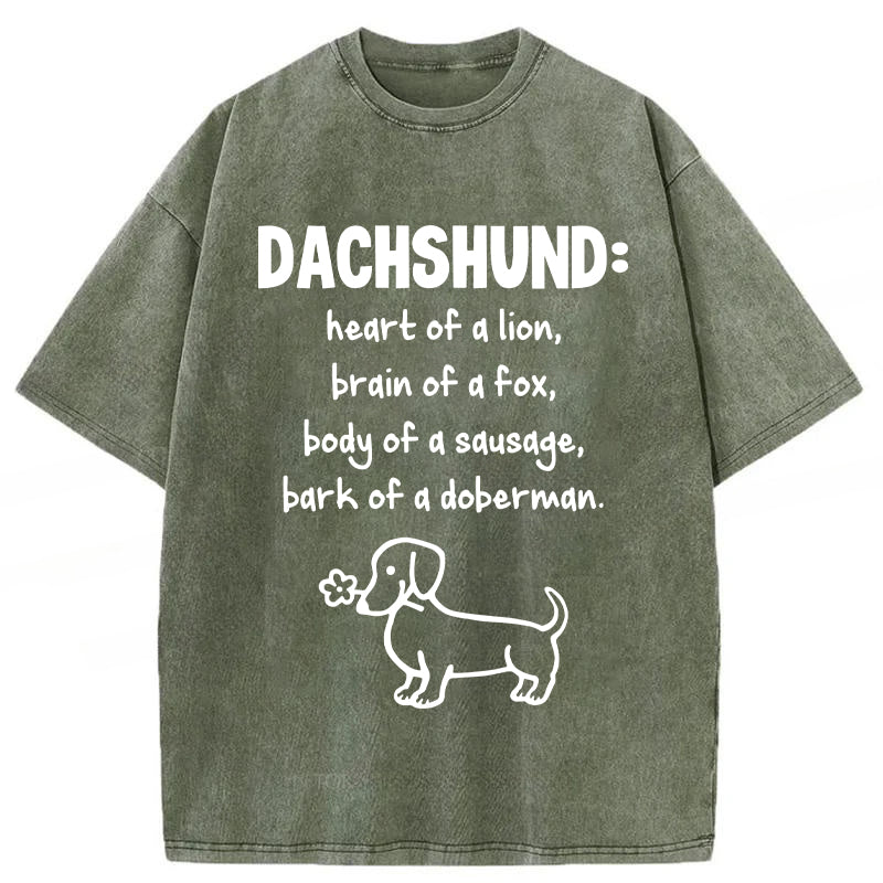 DACHSHUND Heart Of A Lion Washed Unisex Tee