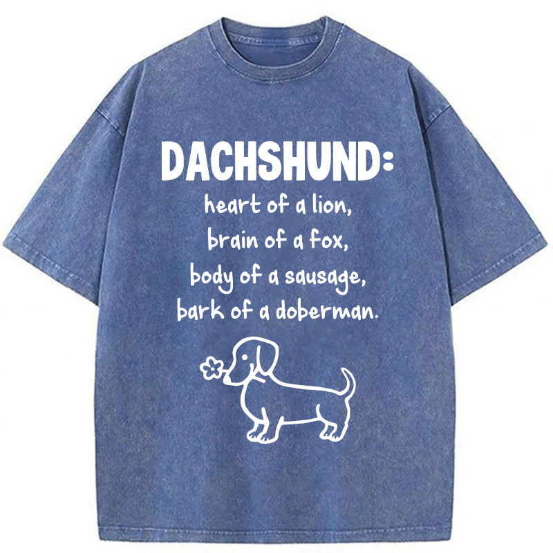DACHSHUND Heart Of A Lion Washed Unisex Tee