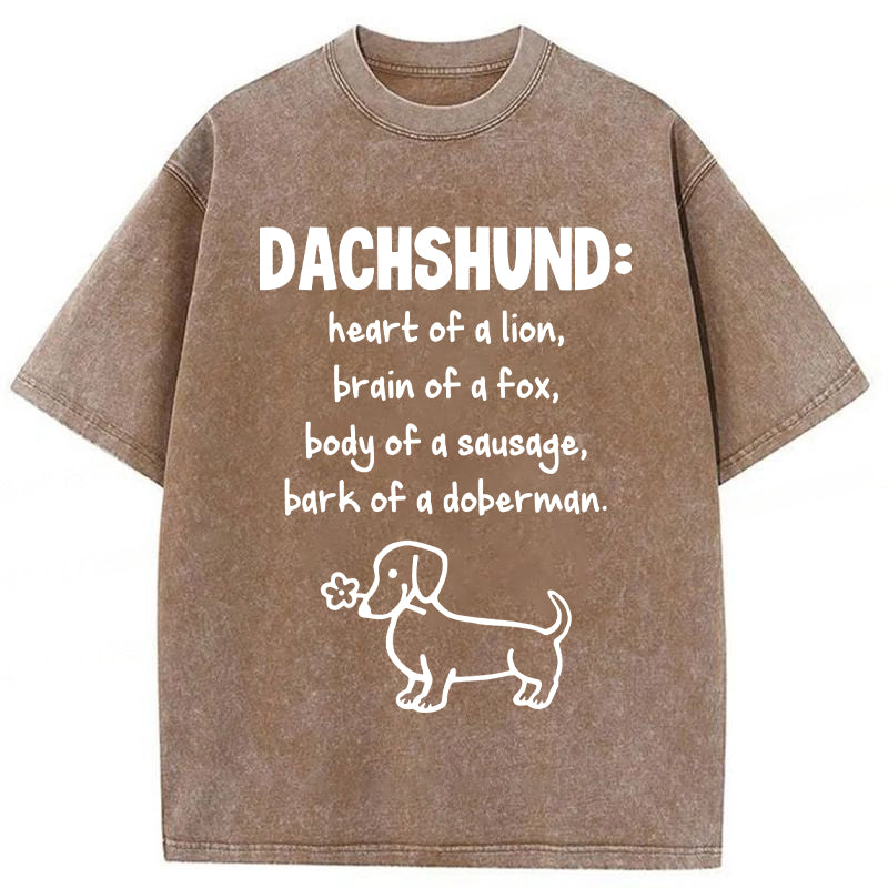 DACHSHUND Heart Of A Lion Washed Unisex Tee