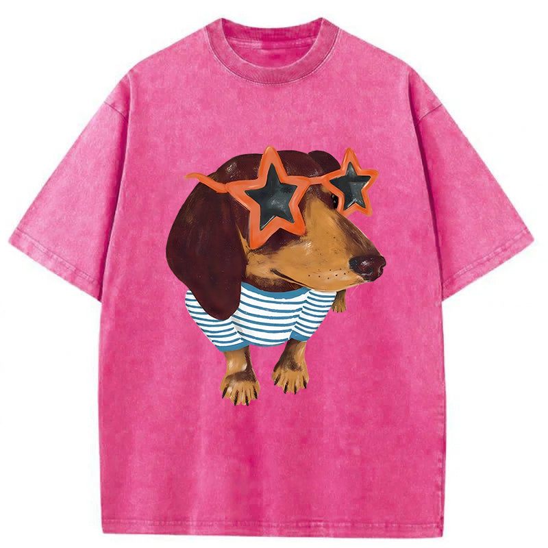 Dachshund Washed Unisex Tee