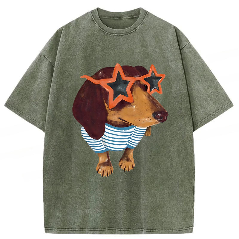 Dachshund Washed Unisex Tee